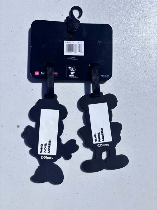 Disney Mickey & Minnie Mouse Set of 2 PVC Luggage Bag Tags - Picture 6 of 10